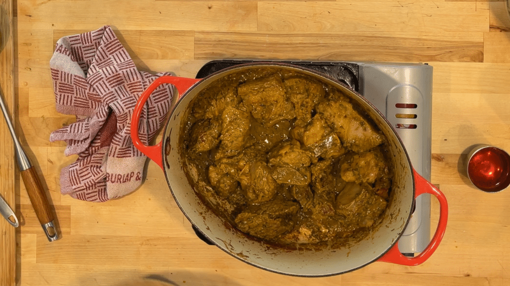 biryani meat cooking